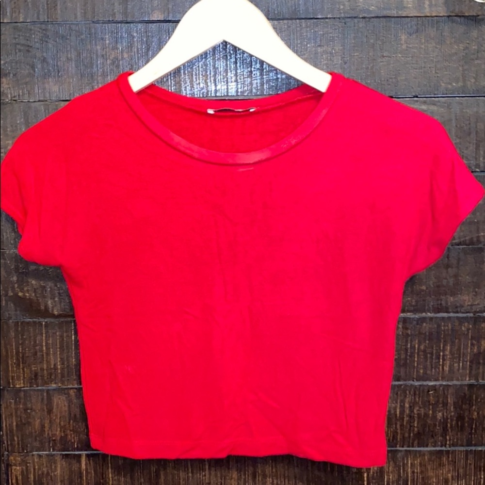 Bright red Zara crop top